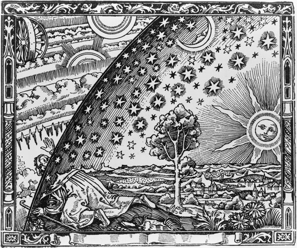 Flammarions Holzstich, auch Wanderer am Weltenrand